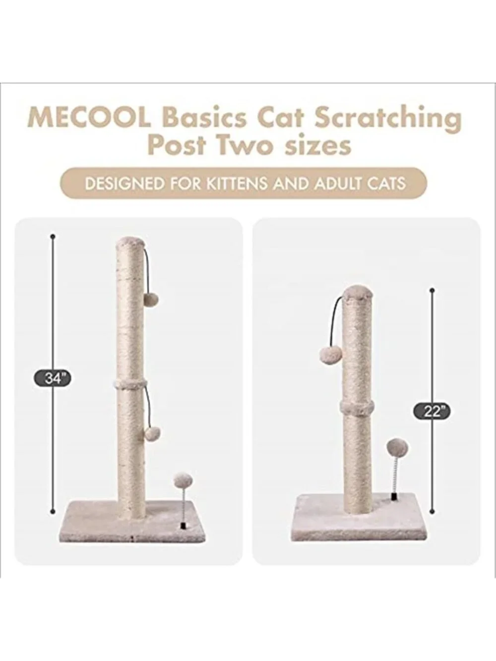Cat Scratching Post Sisal Scratch Tower Indoor Cat Furniture Durable Stable Toy